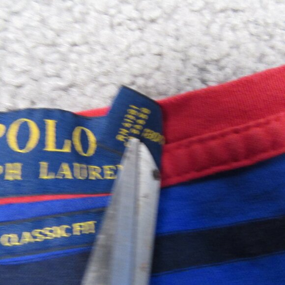 Polo Ralph Lauren Men's T-Shirt Large Blue Striped Navy Reserve RL-93 Pocket Tee - Picture 5 of 10